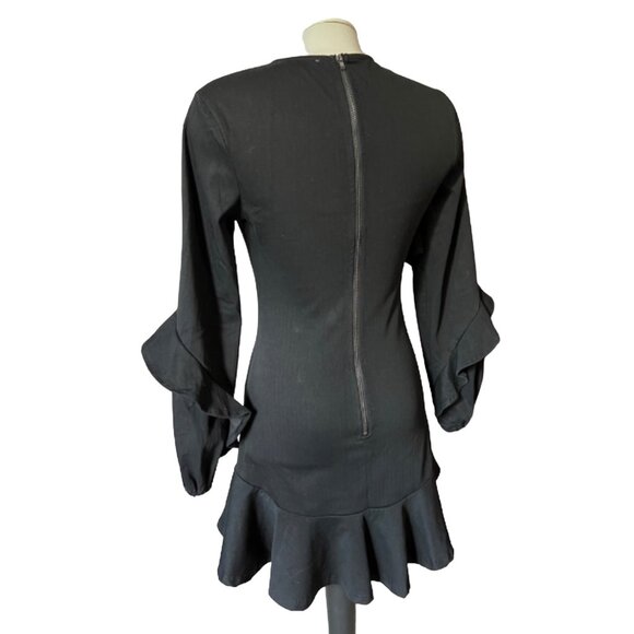 Shilla The Label Allure Frill Black Dress Sz Small Womens Ruffle Long Sleeve Min - Picture 9 of 14